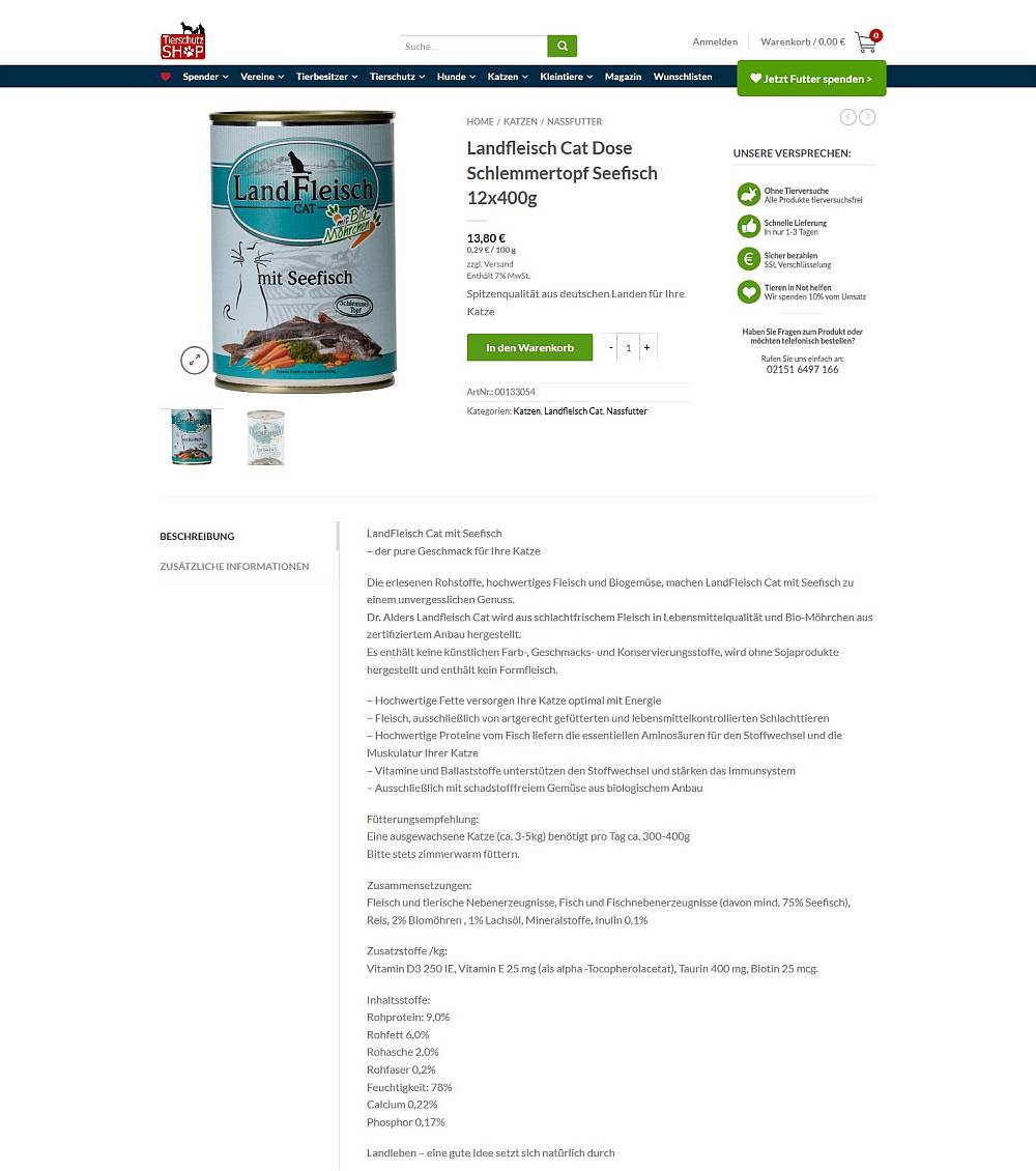 Screenshot Schlemmertopf Seefisch, Tierschutz-Shop
