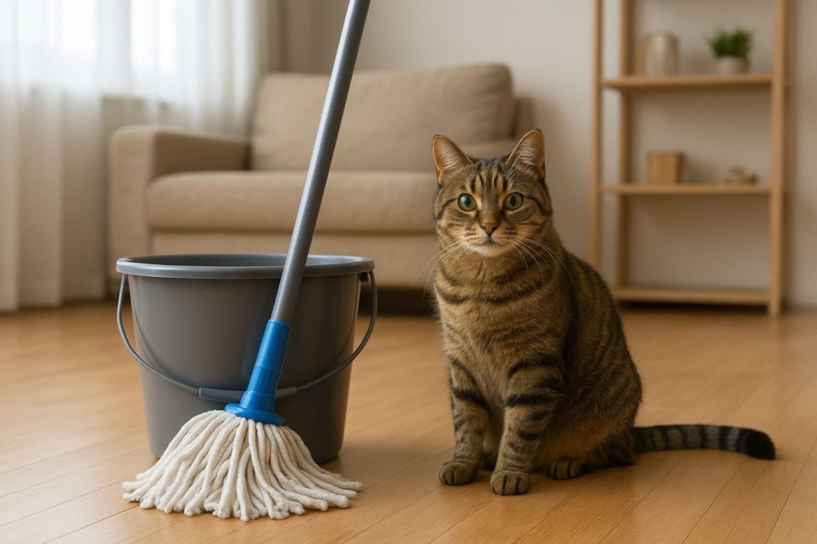Hygiene: Katze und Wischmop